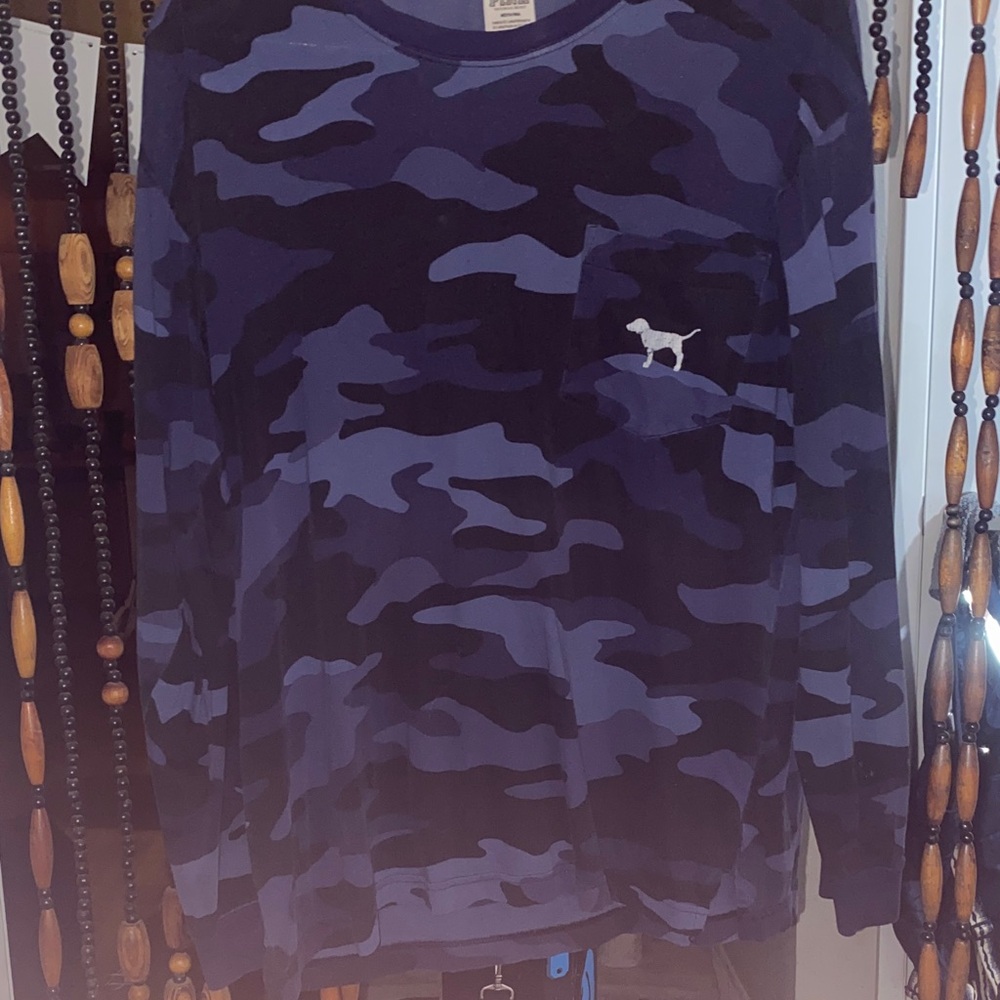 PINK Victoria's Secret Blue Camo Long Sleeve Tee